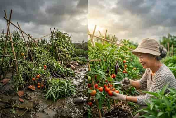 颱風後菜園怎麼救?照這5步驟,讓蔬菜慢慢活回來 圖/AI