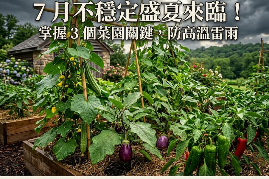 7 月不穩定盛夏來臨！掌握 3 個菜園關鍵，防高溫雷雨 圖/AI