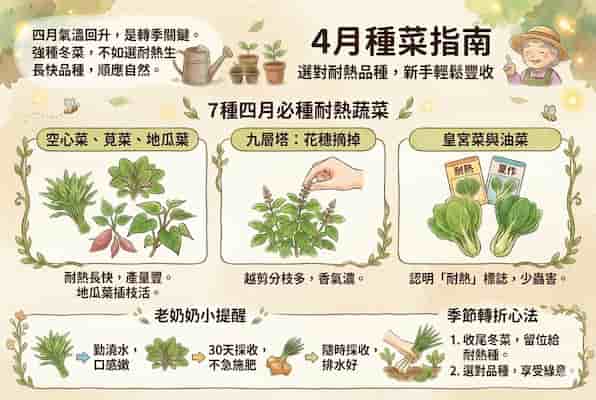 4 月種菜推薦：7 種耐熱蔬菜，新手必看快速收成術     圖/AI