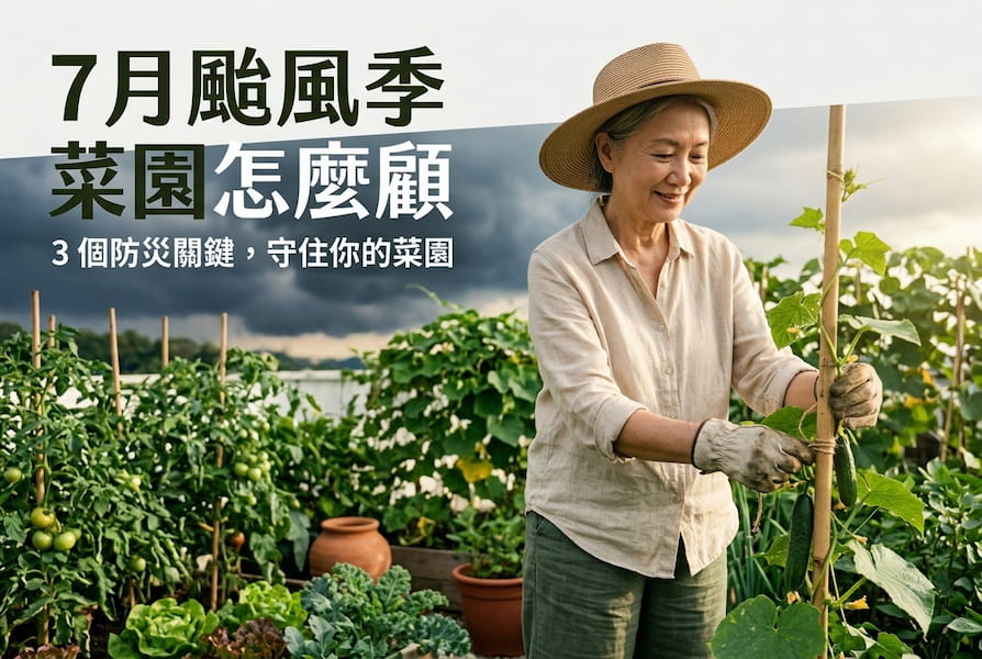 7 月颱風季菜園怎麼顧？ 3 個防災關鍵，守住你的菜園 圖/AI