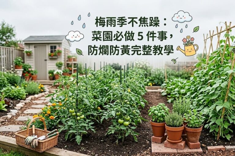 梅雨季不焦躁：菜園必做 5 件事，防爛防黃完整教學 圖/AI