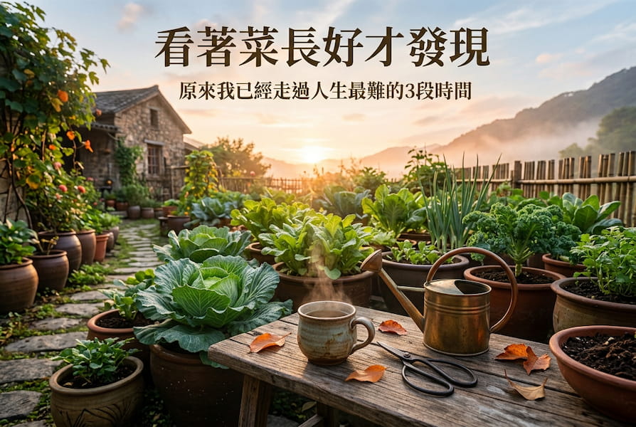 看著菜長好才發現：原來我已經走過 3 段最難的時間 圖/AI